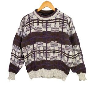 Lake Harmony Sweater Mens Medium Knit USA Vintage Grandpa Preppy Indie Grunge